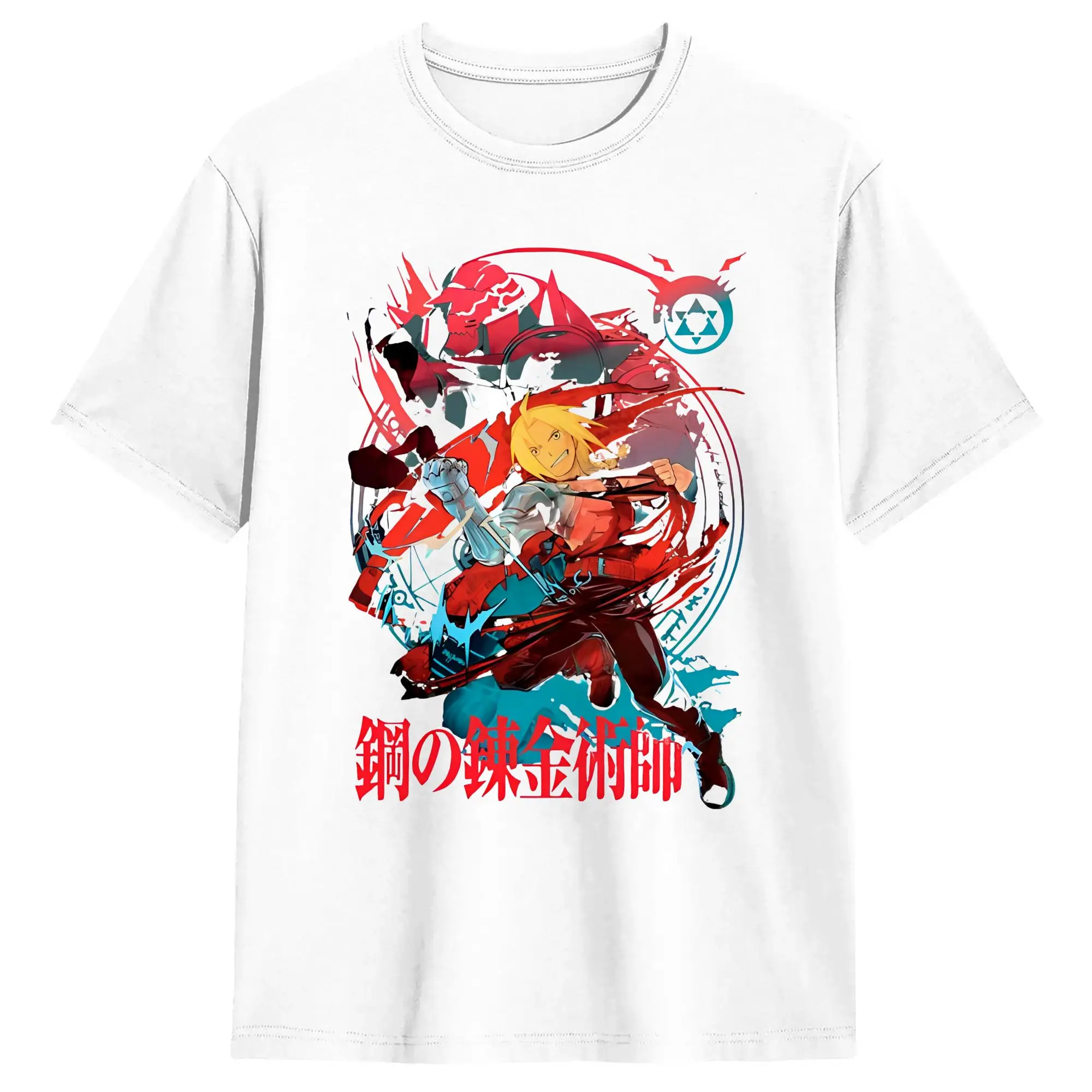 Camisetas de Anime Fullmetal Alchemist para Homens e Mulheres, 100% Algodão, Roupas Vintage, Camisetas de Manga Curta com Gola Redonda, Tamanhos Grand