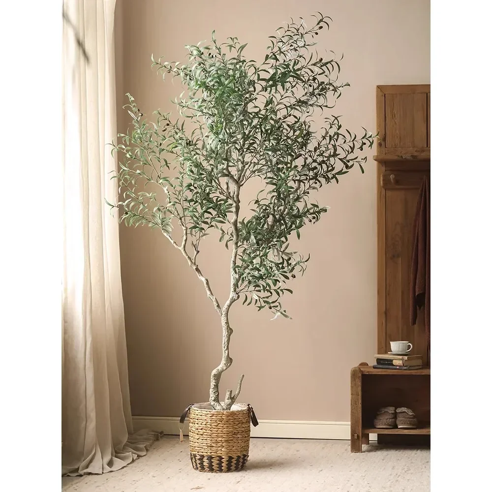 Simulation Olive Tree Fake Imitative Green Landscaping Decoration Large Plant Bonsai Indoor Living Room Floor Stand Decoration