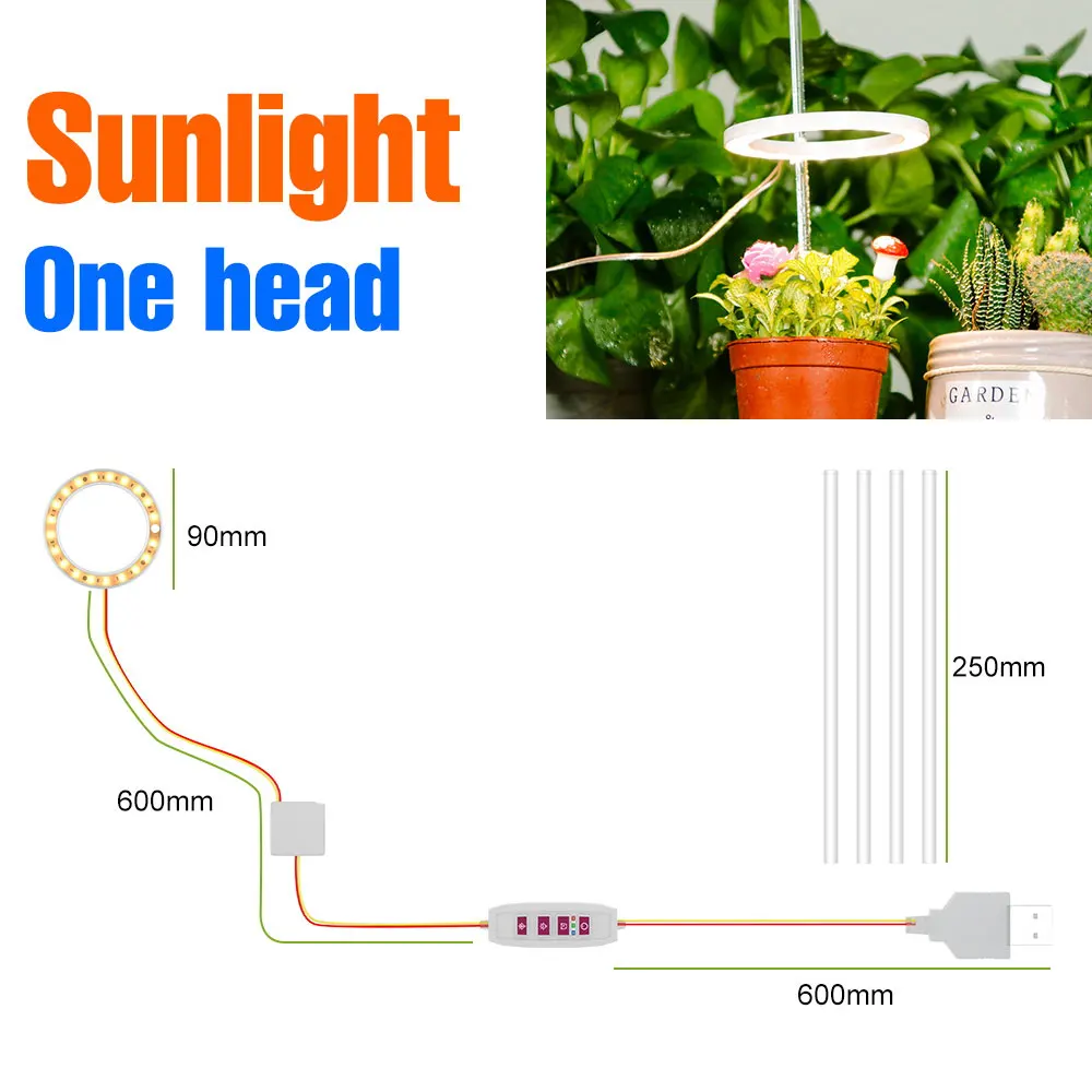 LED-groeilicht Volledig spectrum kamerplantenlamp Ingemaakte fruitgroenten Planten Vullen verlichting Dimbaar met 24-uurs timing USB DC5