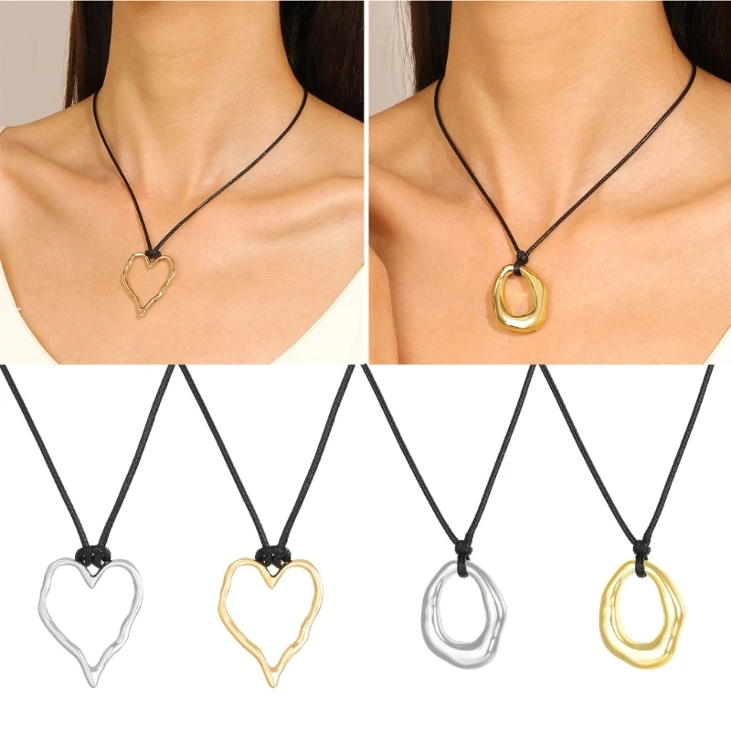 Pendant Necklaces Pendant Necklaces Irregular Shaped Jewelry CCB Material Geometric Neck Jewelry Rope Necklace for Girls