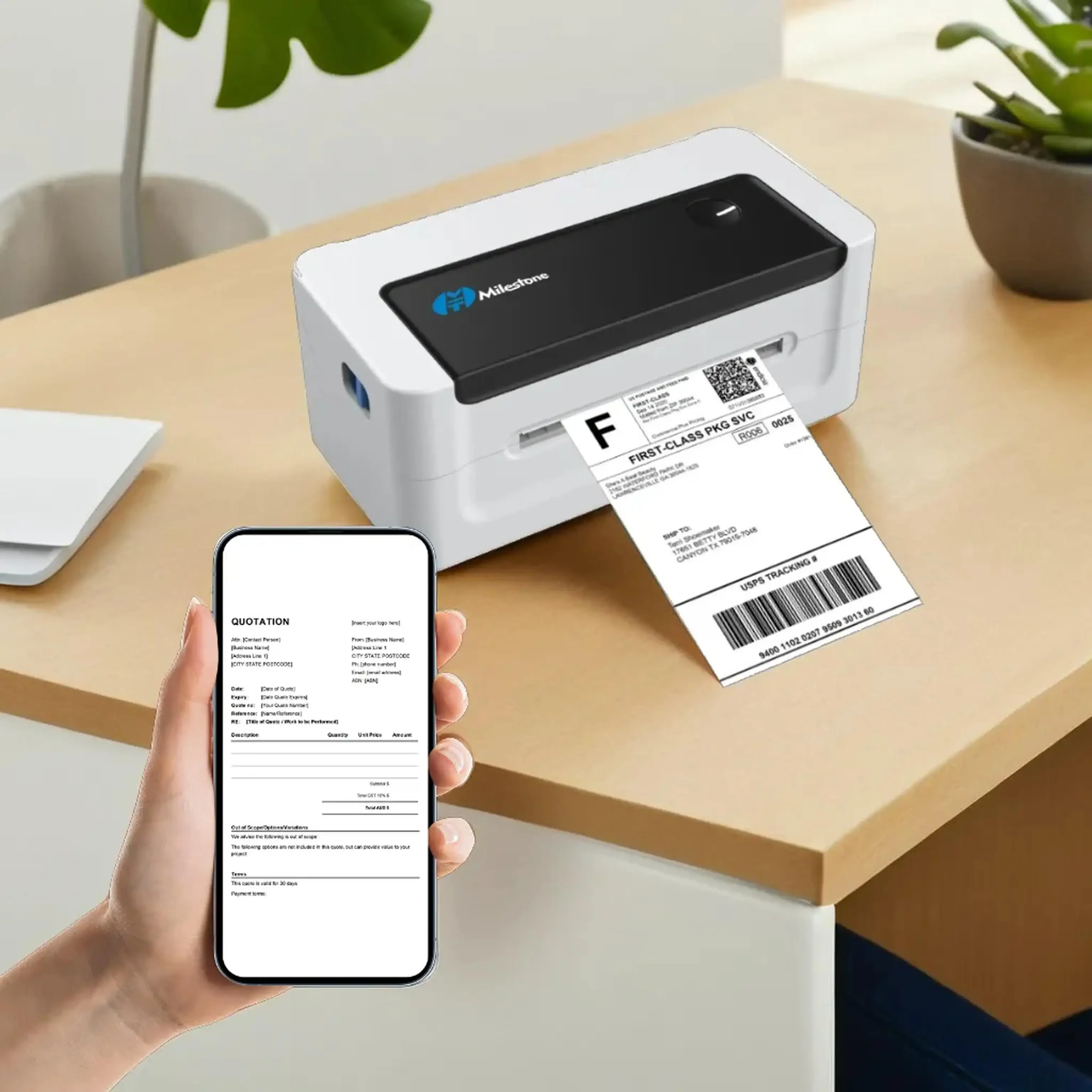 MHT-L1081 Bluetooth Usb 110 мм 203 точки на дюйм Прямая термопринтер для этикеток в рулонах 4x6 дюймов Термопринтер для этикеток