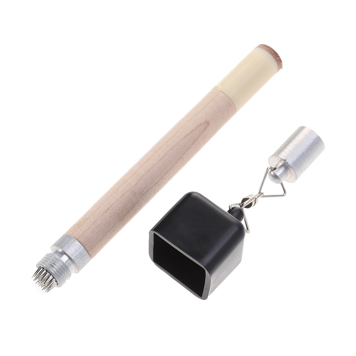 

Pool Cue Chalk Holder Pricker 2 in 1 Snooker Billiard Accessory Mini Cue Keychain Home Commercial Use Bamboo Material