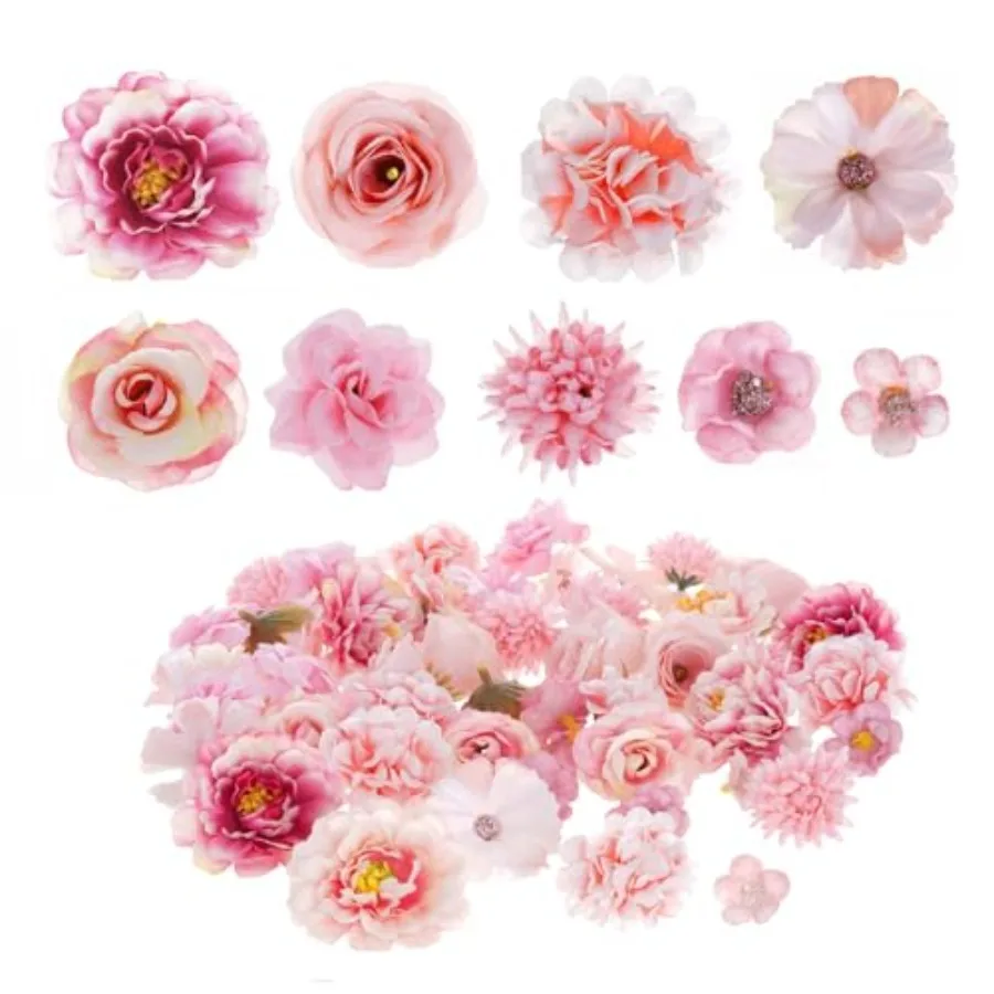 

54 шт. Искусственные цветочные головки, маленькие декоративные цветы для поделок, тортов, венков, гирлянд, украшения свадебных столов и дома