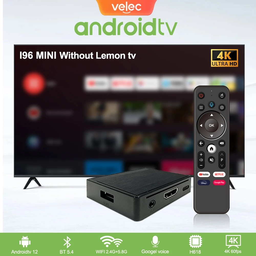 

Mini Smart TV Box Android 12 Support Lemon TV Allwinner H618 WIFI6 BT5.4 Portable TV Stick Remote Control 2GB 16GB Set Top Box