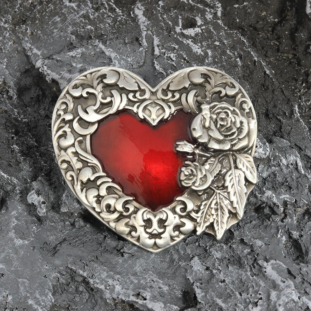 1PC Zinc Alloy Fashionable Peach Heart Metal Retro Casual Western Jeans Belt Oral Buckle Wholesale