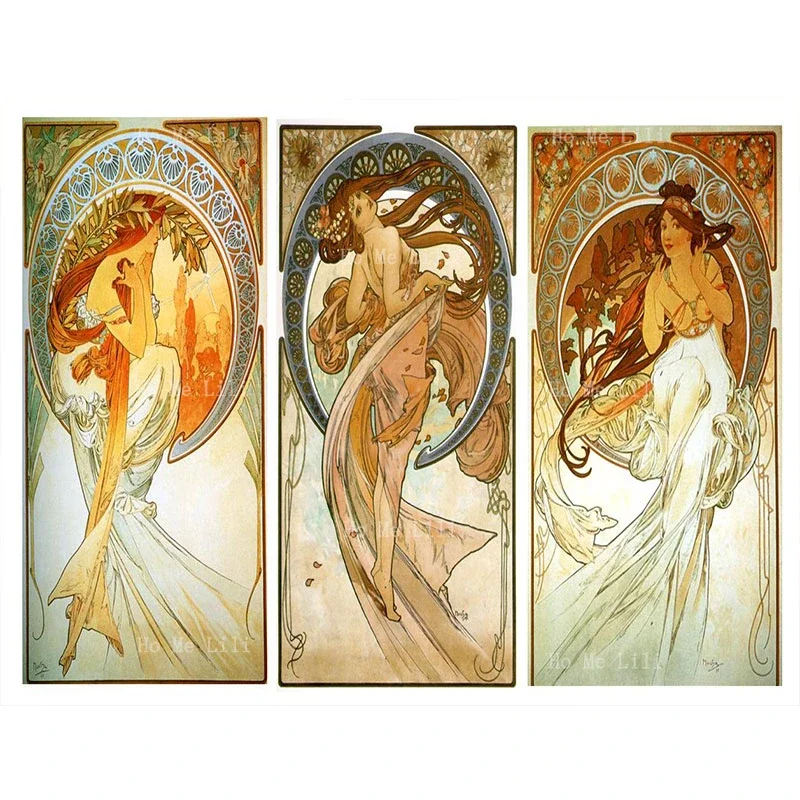 Medieval Art Nouveau Dance Lady Girl Unique Retro Aesthetic Canvas Wall Art By Ho Me Lili For Livingroon Home Decor