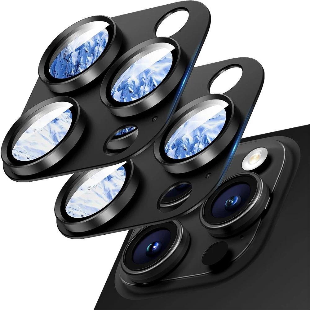 2PCS Black Titanium Camera Lens Protector Cover for iPhone 16 Pro Max 15 Plus 14 13 Mini Ziai Protection Flim Phone Accessories