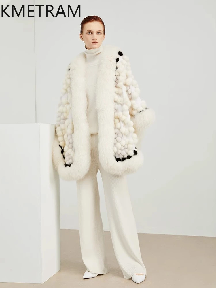 100% fourrure de vison naturelle + veste de fourrure de renard femme luxe vraie fourrure châle manteau 2025 haute qualité manteaux d'hiver femmes vêtements Fourrure