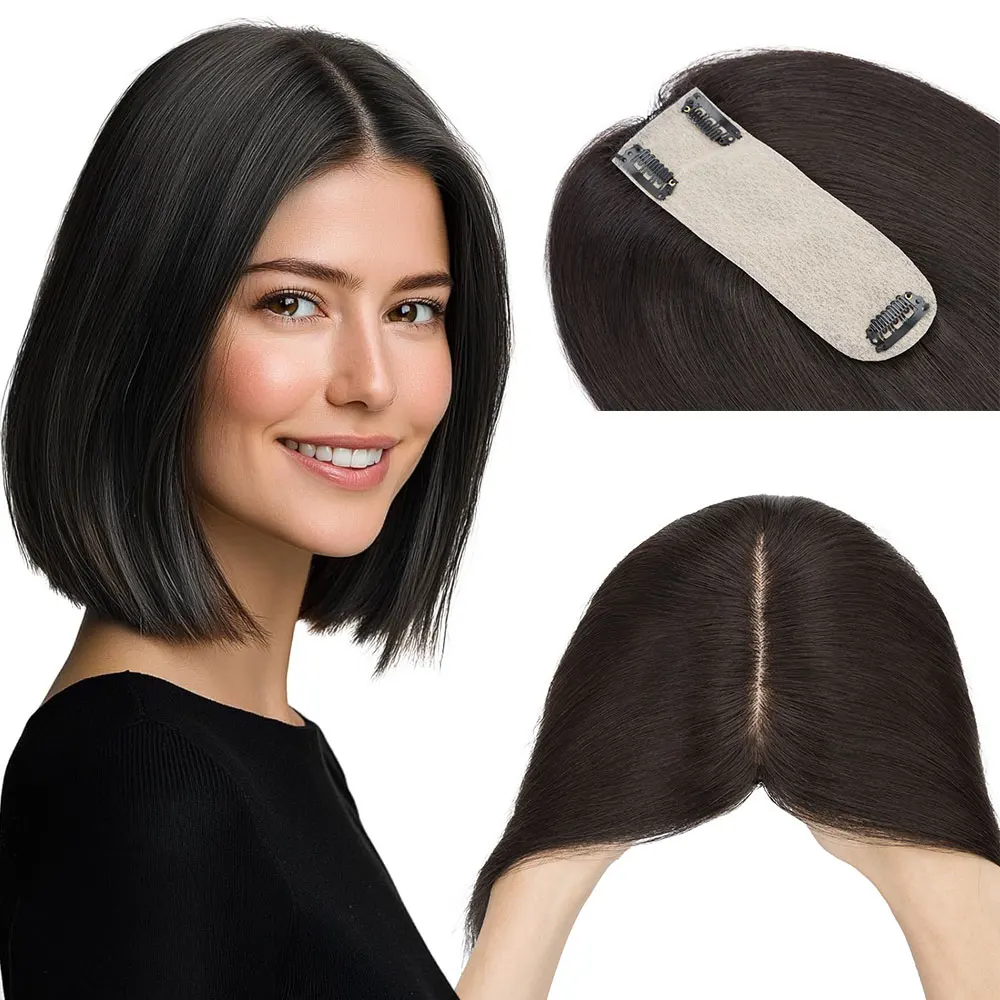 

Rich Choices Natural Scalp Toppers for Women with Thinning Hair Real Human Hair Silk Base Toppers Hair Clip in Top Hairpieces