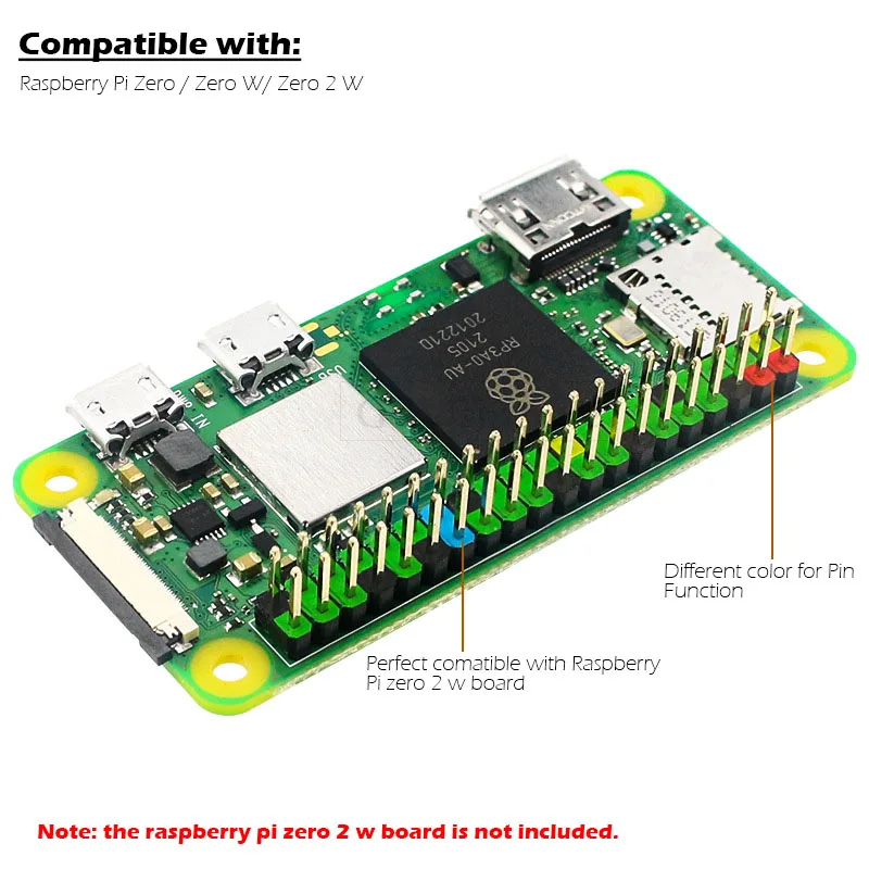 Raspberry Pi Zero-cabezal doble macho, tira de 2x20 pines, cabezal de apilamiento multicolor, extensor para Raspberry Pi Zero 2 W, Pi0 w
