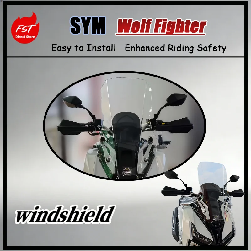 

FOR SYM Wolf Fighter Full Protection Straight Line Heightened Windscreen Wind Deflector for Motorcycle OEM Standard
