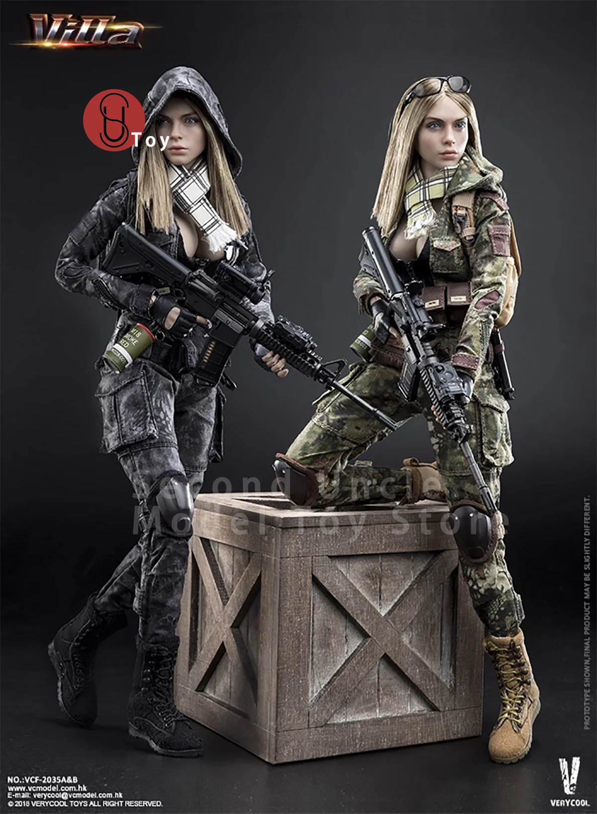 

VERYCOOL VCF-2031 VCF-2035 A/B 1/6 Villa Sisters Police Black Jungle Python Pattern MC Camouflage Action figure Model Toy