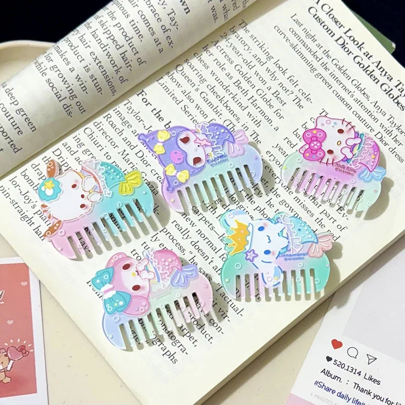 

Милая расческа Sanrio Hellokitty, изысканная маленькая челка, студенческие аксессуары для волос, украшение для фотосъемки с героями мультфильмов, праздничные подарки для девочек