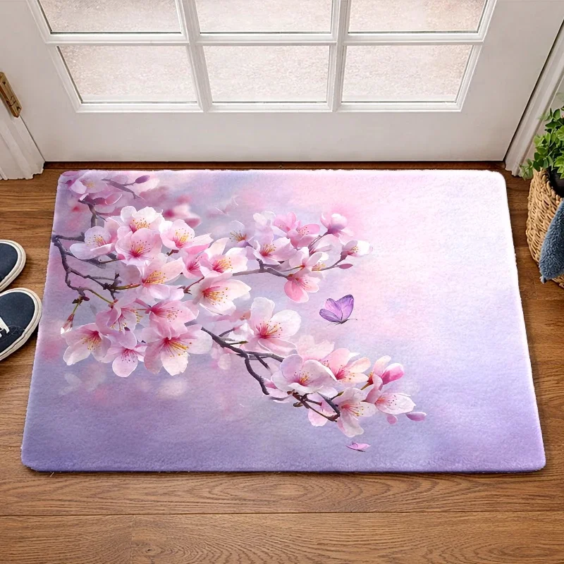 Ethereal Spring Floral Insect Doormat Artistic Floor Mat Living Room Bedroom Hallway Decoration Gift for Romance Seekers