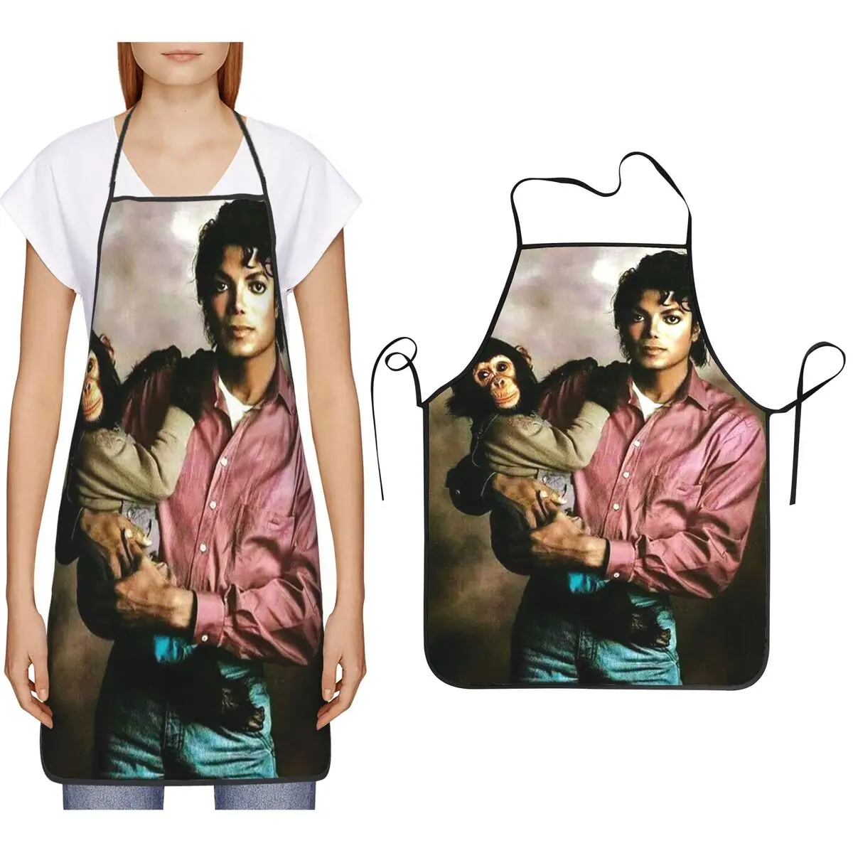 Michael Jackson Aprons Chef Cooking Baking Tablier Bib Kitchen Cleaning Pinafore for Women Men Painting