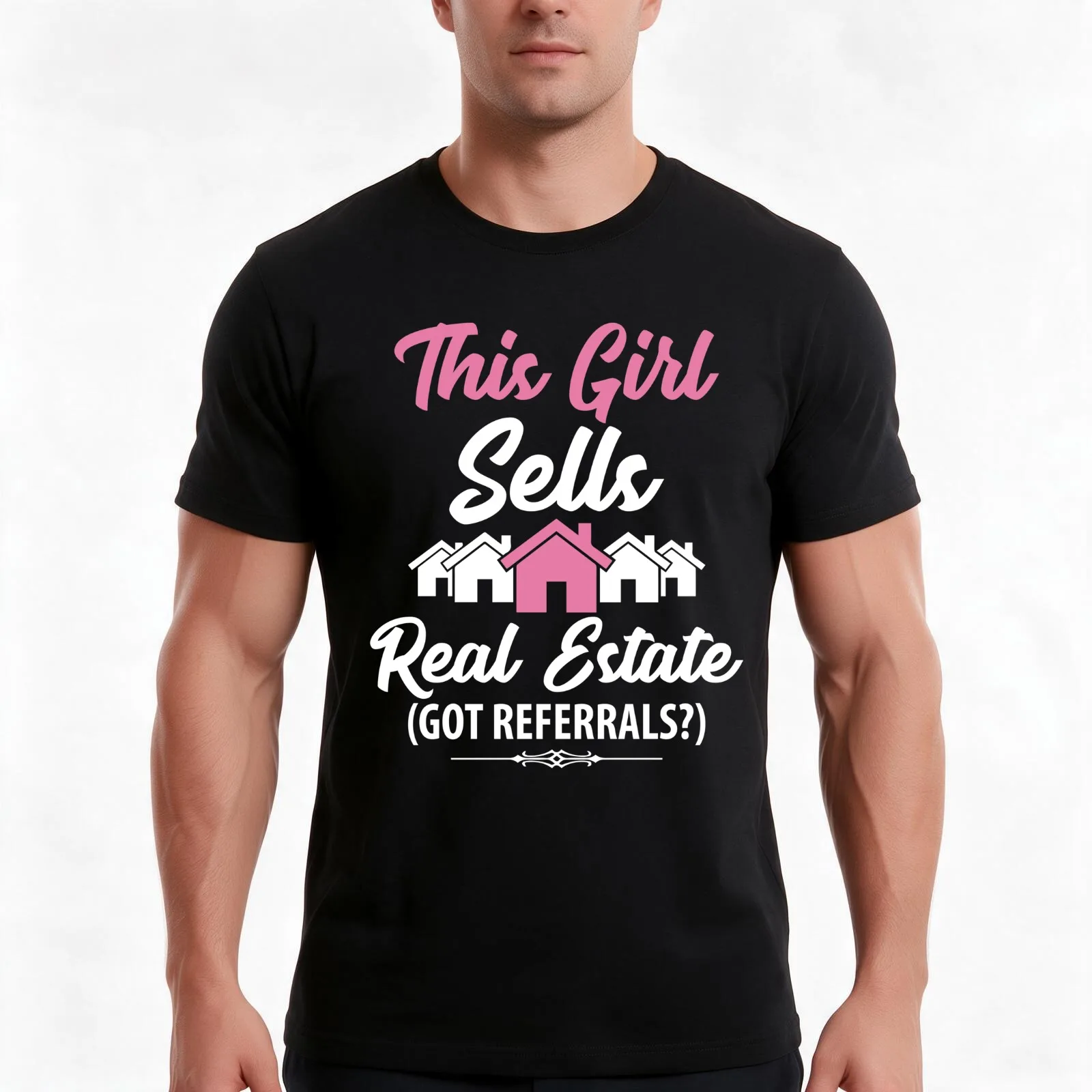 This girl sells real estate got referrals ? funny realtor T-Shirt, Summer Casual Cotton Tee, Oversized Streetwear Tops
