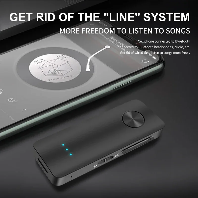 T66 Bluetooth 5.3 オーディオレシーバートランスミッター 3.5 ミリメートル AUX ステレオ 2 で 1 音楽ワイヤレスアダプターマイク付きテレビ PC ヘッドフォンカーキット