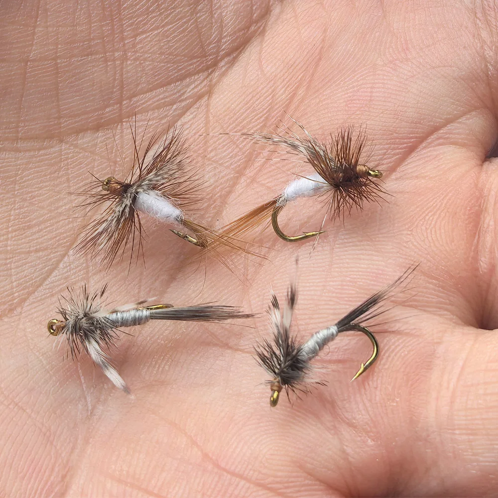 Adams Trockenfliegen zum Fliegenfischen, Klassische Muster, March Brown Haken aus Hochkarbon-Stahl, Forellen- und Barschköder für Süßwasser-Fliegenfischen