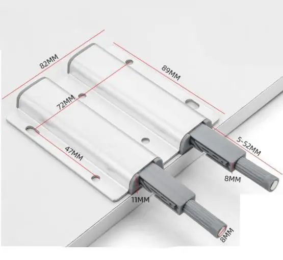 Magnetic Push to Open Catch 2PCS for Cabinet Doors Drawers Furniture Tip On Mechanism Tool Free Mounting Metal ABS