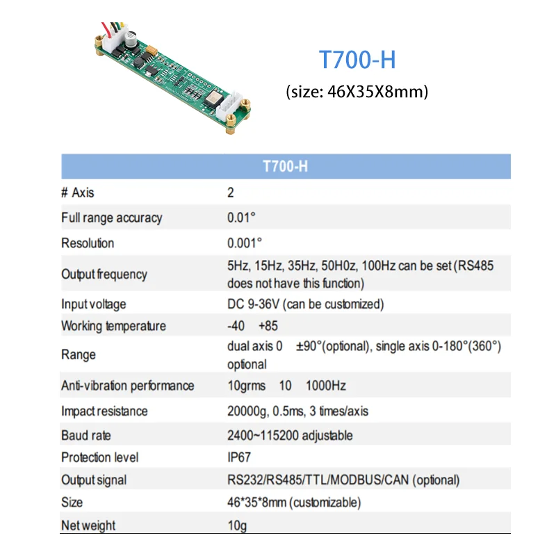 Crane Angle Sensor Boom Lift Inclinometer Sensor Excavator Tilt Sensor