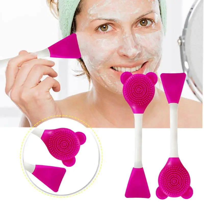 Brosse à masque en Silicone à Double extrémité, brosse applicateur de masque de boue à tête plate et douce, outils professionnels réutilisables de beauté du visage et de soins de la peau