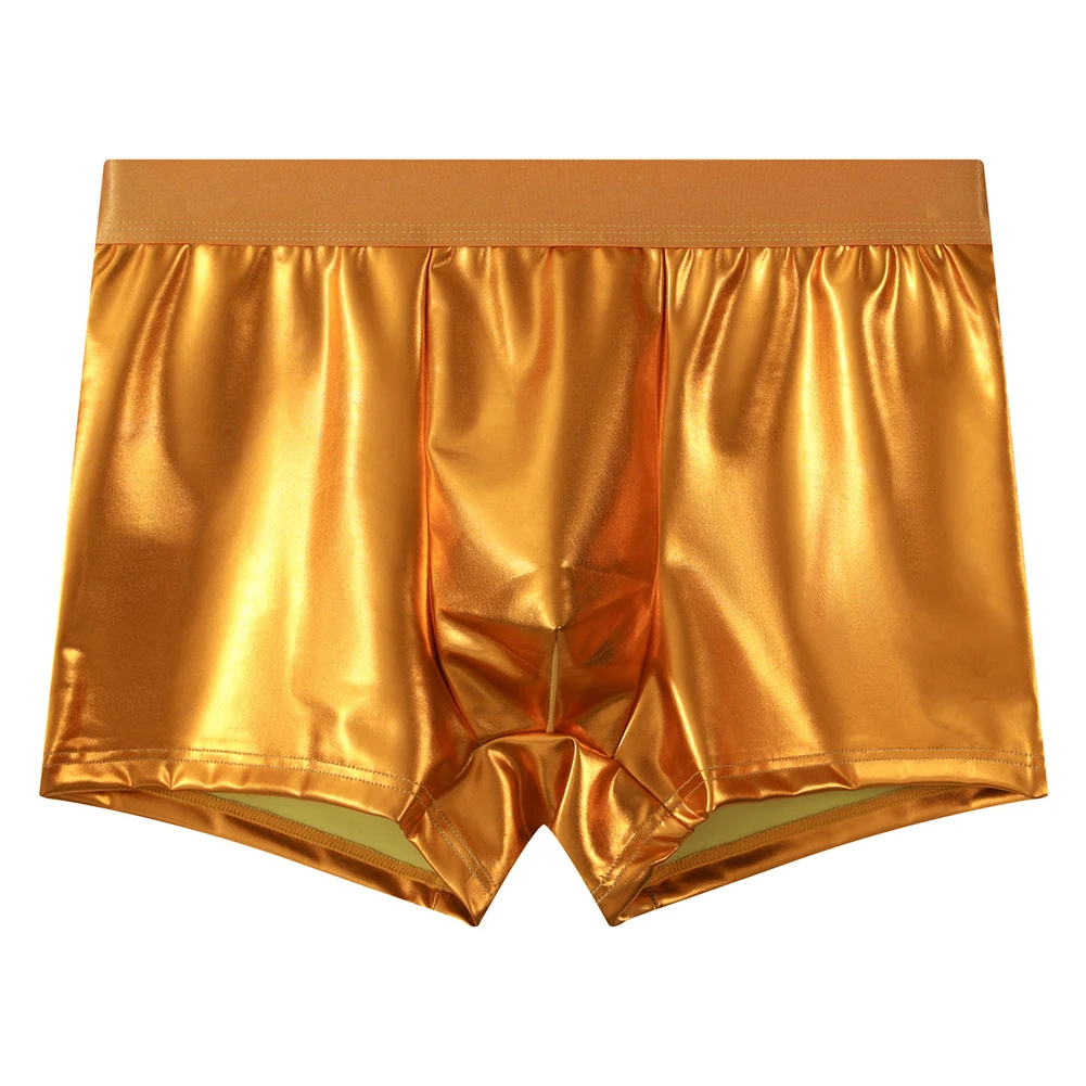 Men's Shiny Boxer Briefs Built for Dynamic Activity Tight Stretchy Fabric and Wide Waistband in Low Rise Clubwear