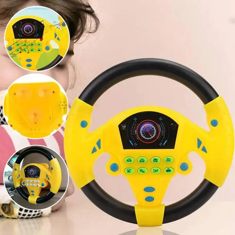 Volante de coche de juguete simulado para niños, simulación de volante con luz y sonido, juguetes educativos divertidos