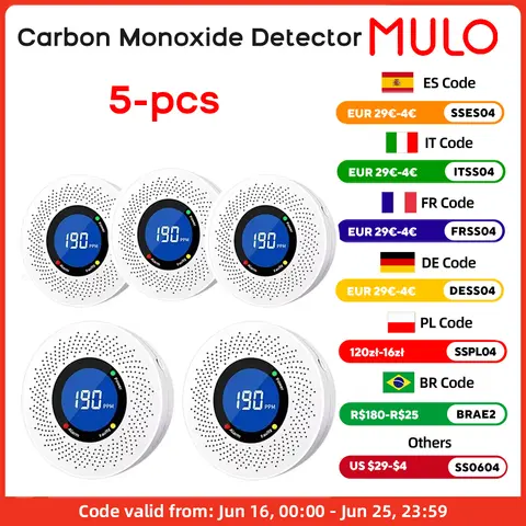 스마트 일산화탄소 감지기, 대형 LCD 디스플레이, 교체 가능한 배터리 작동, 가정용 CO 감지기 알람, 가정 주방용