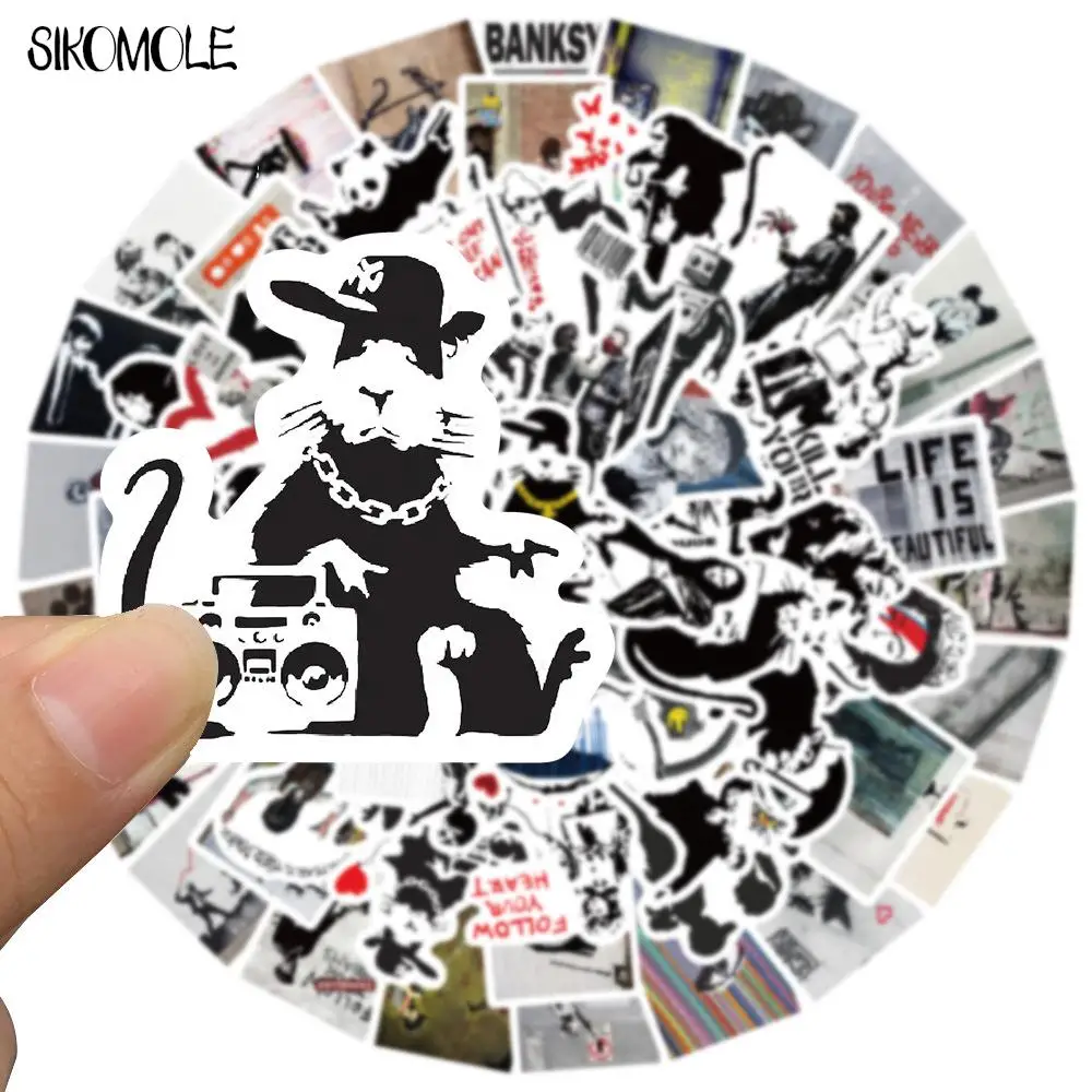 10/30/67Pcs Cartoon Banksy Stickers Britse Straat Kunstenaar Diy Motorcycle Bagage Koffer Klassieke Speelgoed Decal Graffiti sticker F5