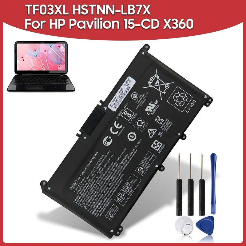 

Сменный аккумулятор 3630 мАч TF03XL для HP TPN-C131 Q188 Q189 Q188 Q190 Q191 Q201 HSTNN-LB7X, аккумуляторные батареи