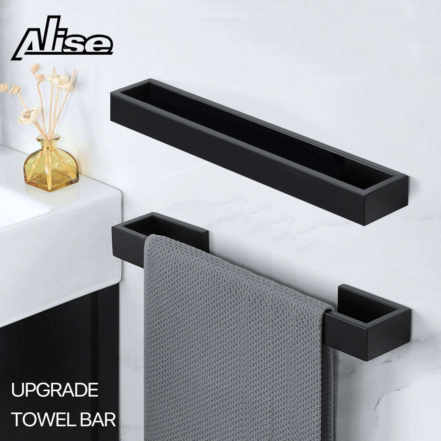 30/40cm Matte Black Towel Holder 304 Stainless Steel Towel Rack Towel Rails Wall Mount Bathroom Towel Bar Toilet Accessories