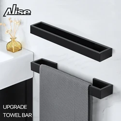 Toallero negro mate de 30/40cm, toallero de acero inoxidable 304, rieles de montaje en pared, barra de toalla de baño, accesorios de inodoro