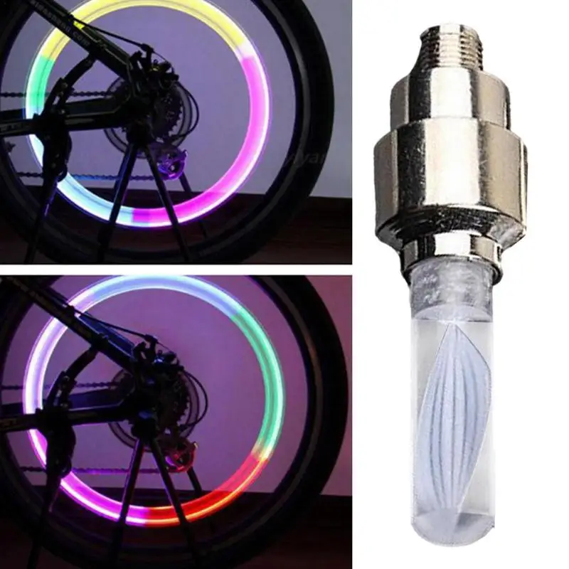 Bicycle Tire Valve Caps Light LED Neon Flash Lamp Waterproof Tyre Universal Wheel Lights Bike Accessories