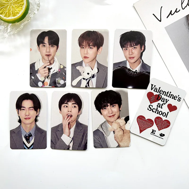 8Pcs/Set Kpop Lomo Cards New Album Valentine\'s Day at School Photocards 2024 BAEKHYUN CHANYEOL Postcard Fans Gifts