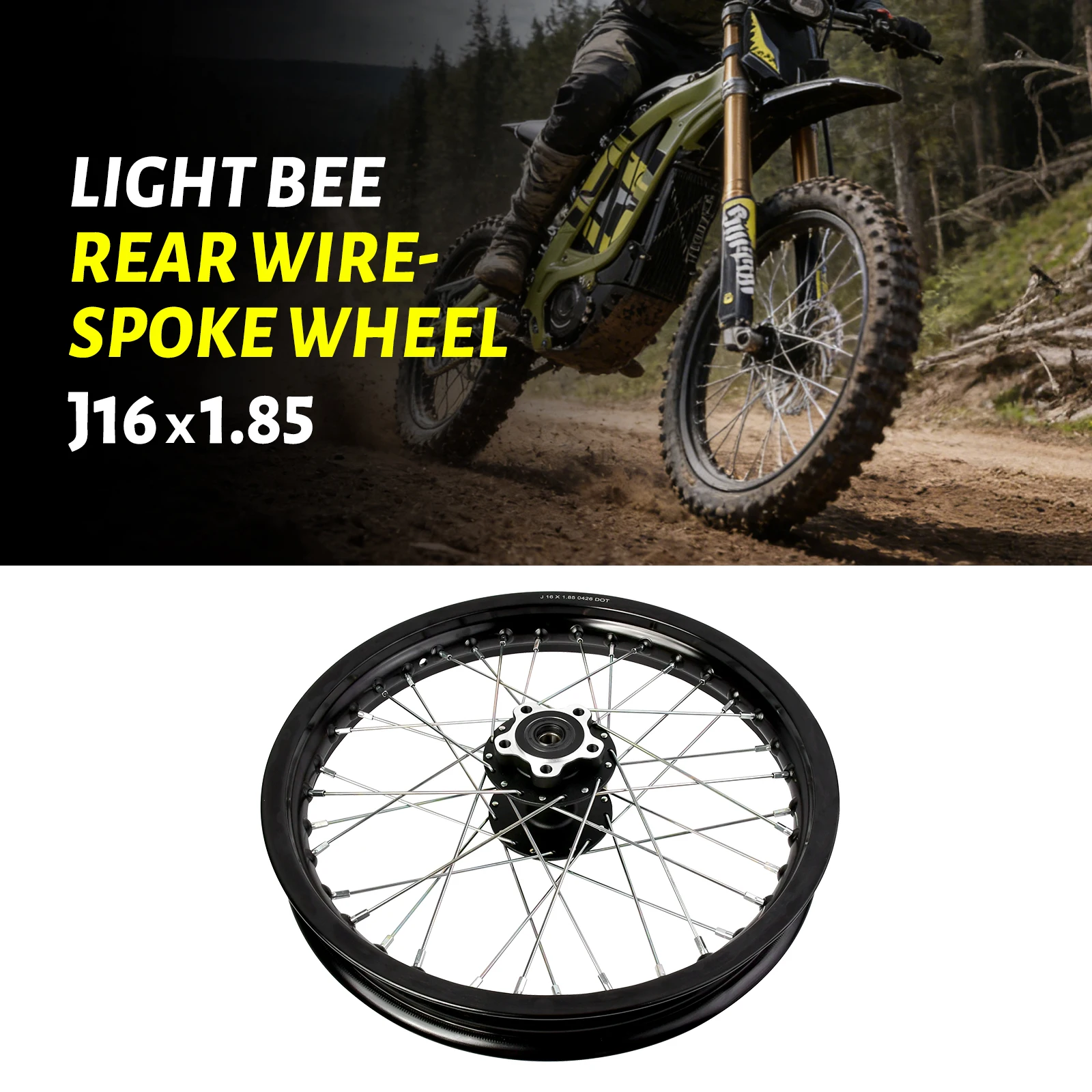 Motorcycle Rear Rims 1.85x 16 Inch Aluminum Alloy Rear Wire-Spoke Wheel 16inch for Surron Light Bee X Electric Dirt Bike Parts