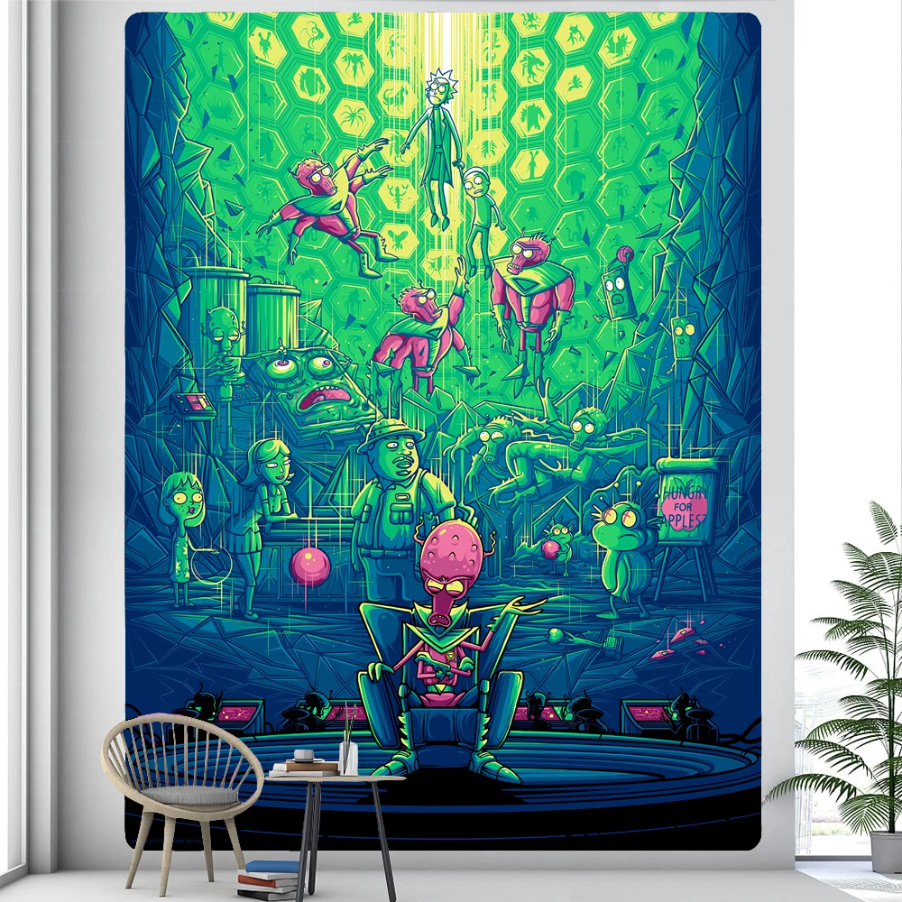 Anime Cartoon Tapestry Demon Psychedelic Meditation Tapestry Wall Hanging Dormitory Bedspread Carpet Tablecloth Background