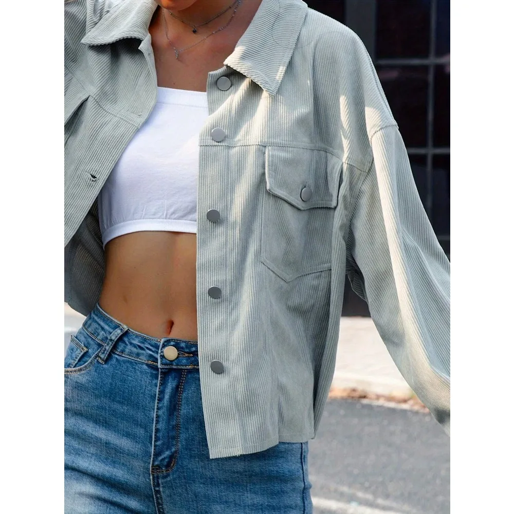 플러스 사이즈 여성 셔츠 패션 코듀로이 재킷 여성용 부드럽고 따뜻한 캐주얼 아우터 가벼운 가을 및 겨울 작업복 코트
