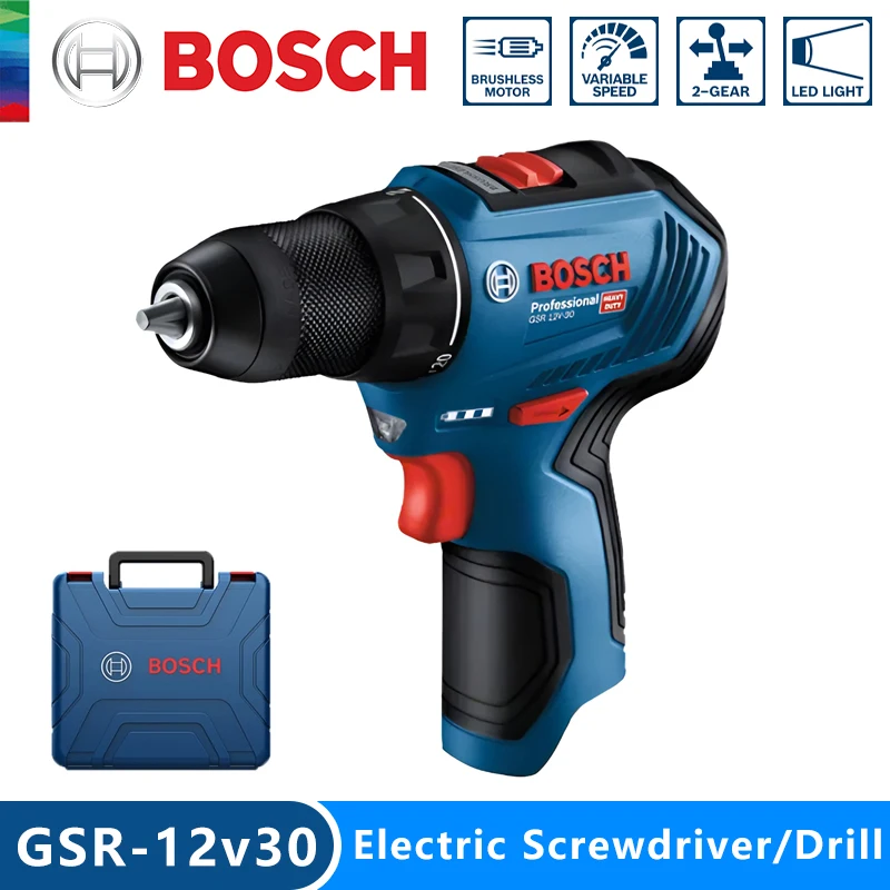 Bosch GSR 12V-30 Rechargeable Cordless drill screwdriver Multi-Function Household Brushless Drill Screwdriver Power Tools