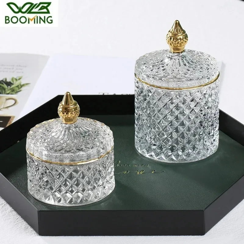 

Crystal Glass Jewelry Organizer Cosmetics Storage Glass Jar Home Tea Candy Snacks Coffee Seasoning Storage Bottle