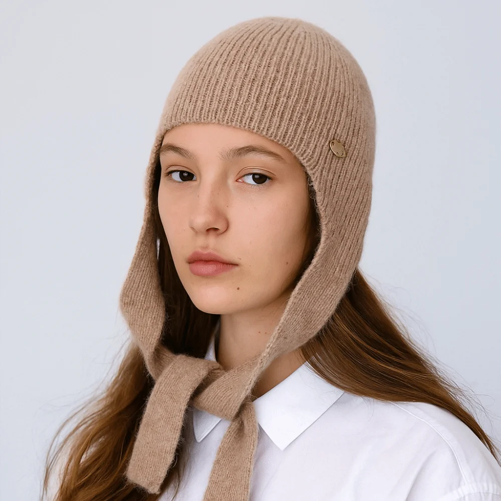 الدفء محبوك قبعة Coldproof سدادات حماية الأذن الصوفية الكروشيه بيني قبعة البوليستر الرقبة حامي الفتيات البلوز قبعة الشتاء