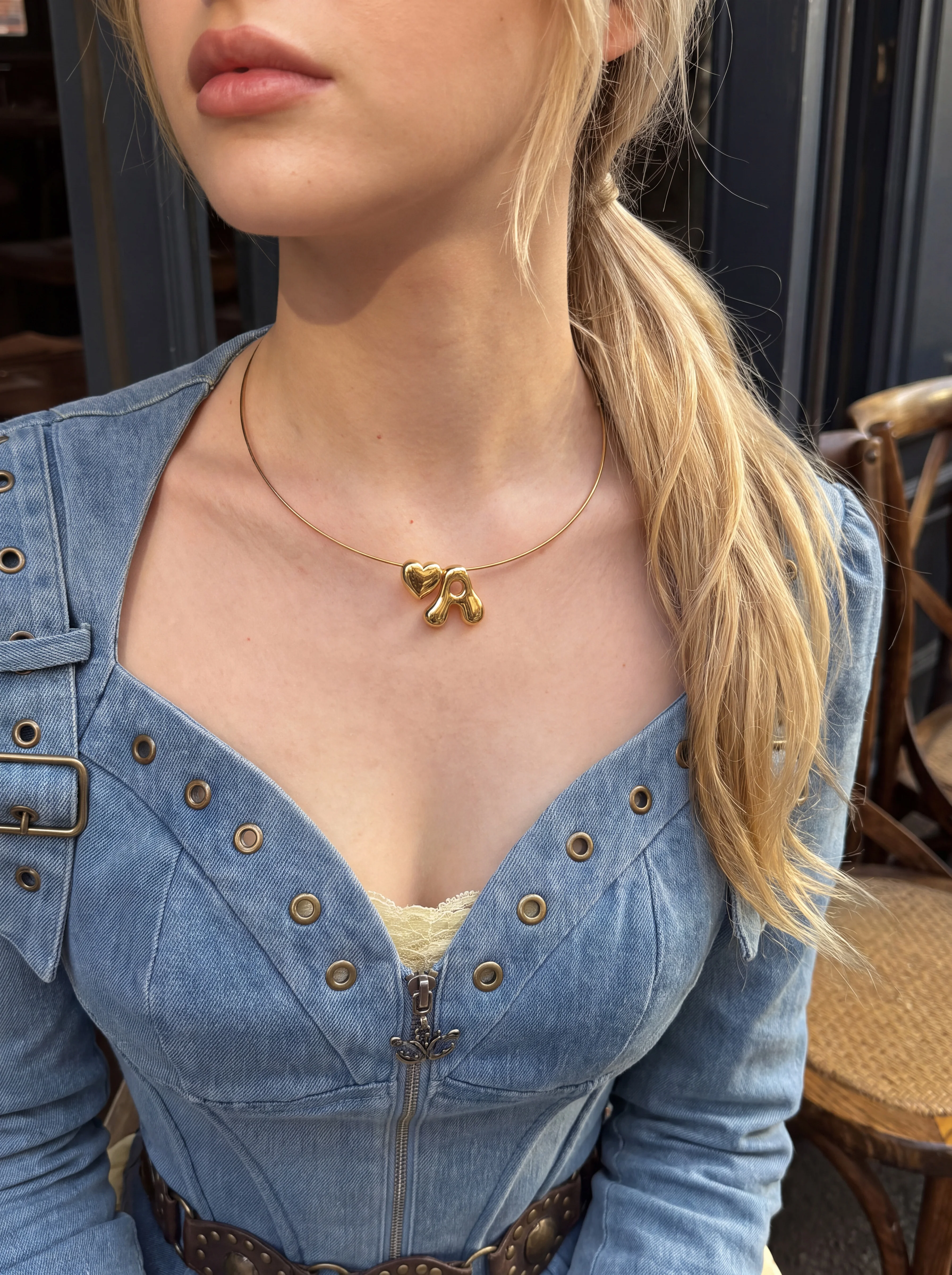 Peri'sbox 26 Letter 18K Stainless Steel Balloon Bubble Pendant Metal Collar Necklace Women's Fashion Accessories Jewelry Gifts