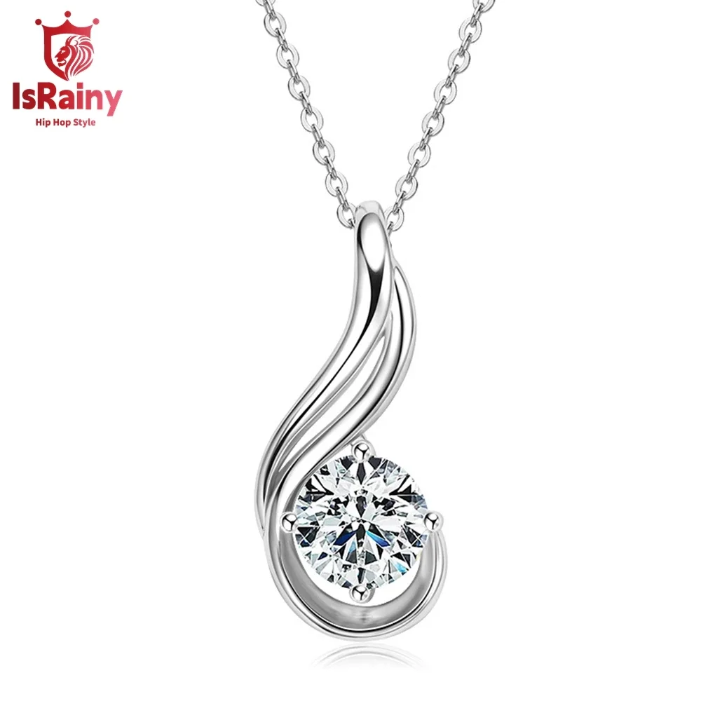 

IsRainy 8MM D Color Round 3EX Cut Moissanite Diamond For Women Pendant Necklaces 925 Sterling Silver Anniversary Fine Jewelry