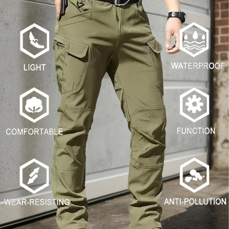 

Мужские тактические брюки с множеством карманов, модные городские повседневные брюки для поездок на работу, многофункциональные водонепроницаемые рабочие брюки для активного отдыха и спорта