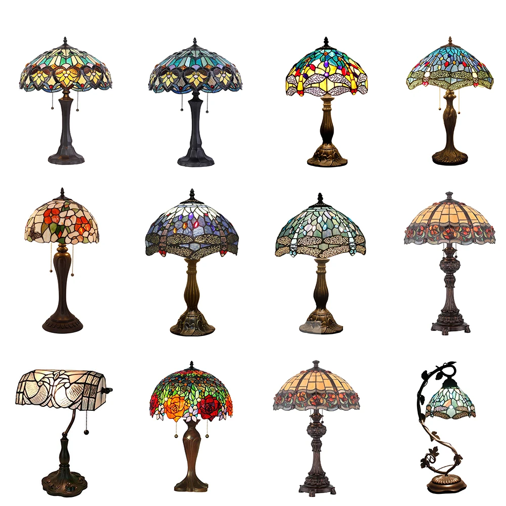 Rebecca High Quality Antique Stained Glass Tiffany Table Lamp Modern Desk Lamps