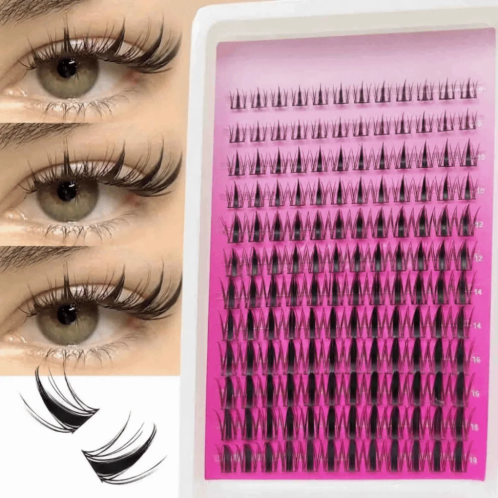 3D Mink Effect Segmented False Eyelashes Natural Anime Look Large Capacity Fake Eyelash Set 8-18mm Soft Fluffy Cluster Lashes