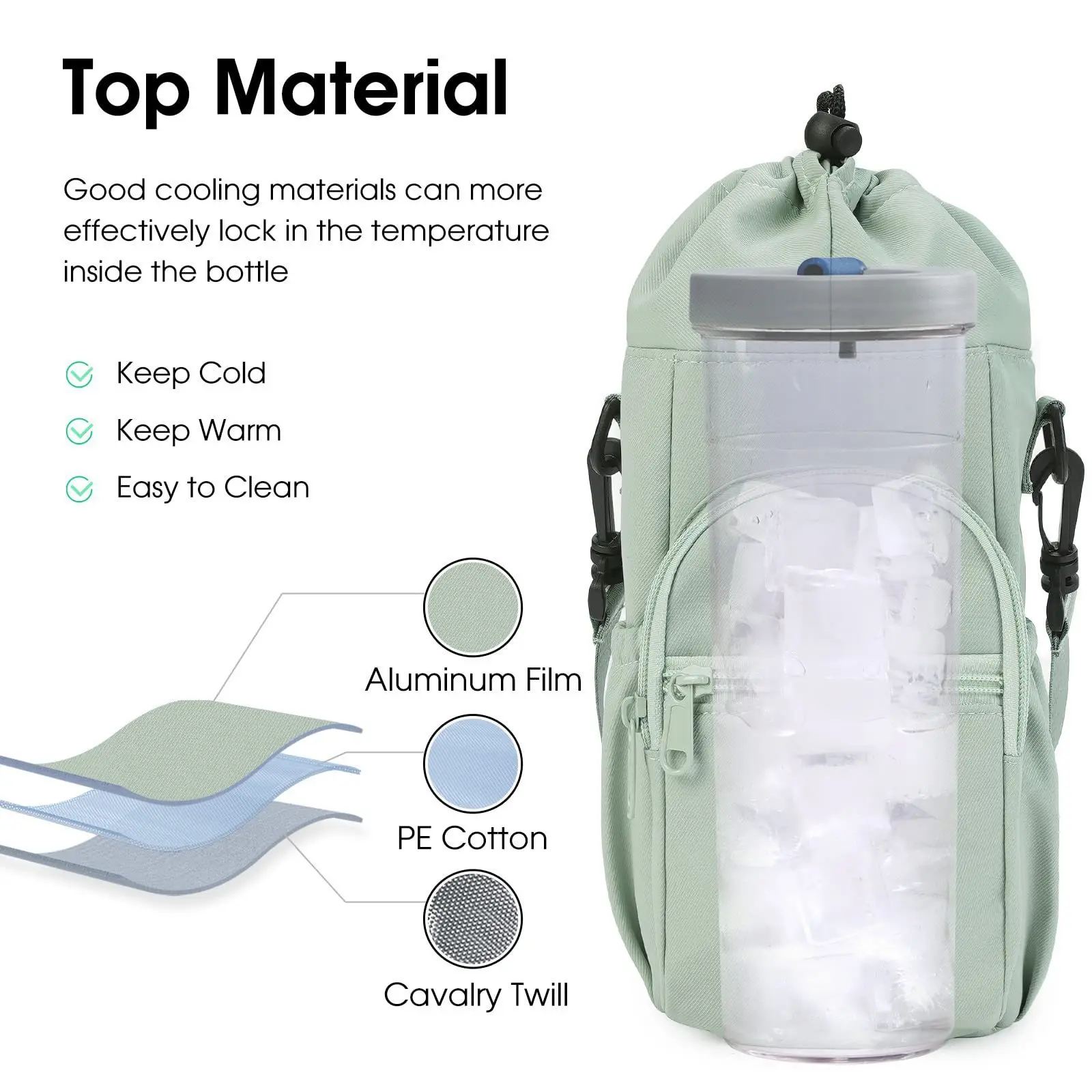 Water Bottle Carrier Bag Bottle Pouch Holder Adjustable Shoulder Hand Strap 2 Pocket Sling Neoprene Sleeve Sports Water Bottle
