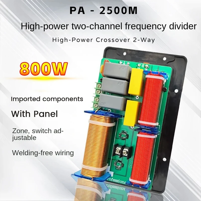 Divisor de frecuencia de Audio de altavoz de 2 vías, 800W, graves agudos, filtros cruzados, bricolaje, HIFI, cine en casa, duradero, fácil de instalar