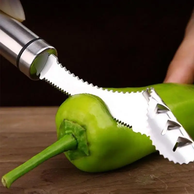 Cuchillo de acero inoxidable 304 para cortar pimienta y melón, utensilios de cocina para el hogar, deshuesado, pepino, crujiente