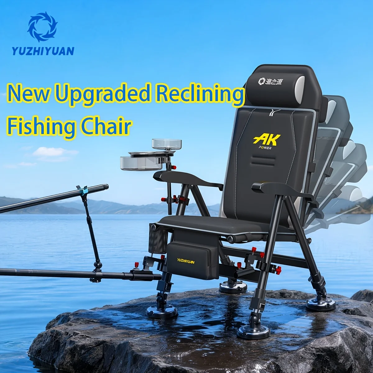 2026 New European Fishing Chair,Upgraded 4-Pos Reclining for Carp Fishing,Ideal Gift for Anglers,Heavy Duty Outdoor Seat