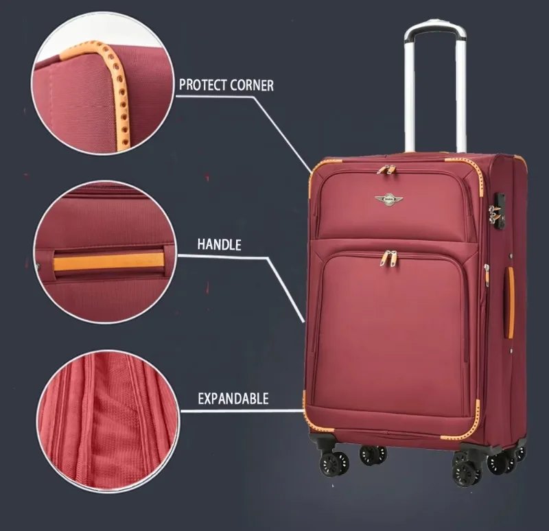 Expandable for Extra Packing Capacity Lightweight Soft Luggage  Suitcase Bag with Rolling Spinner Wheels